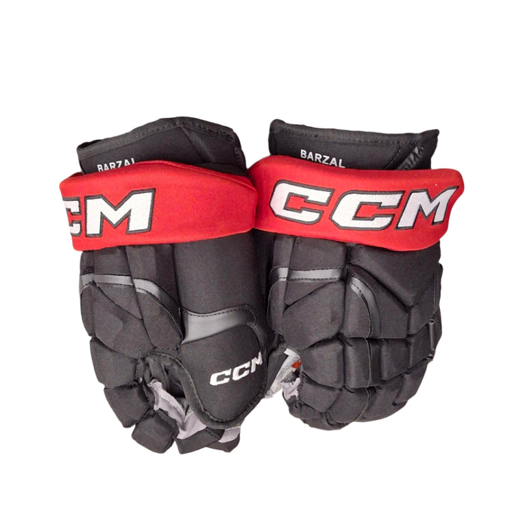 CCM Senior HG12SP Pro Stock Hockey Player Gloves Matt Barzal Team Canada black red white