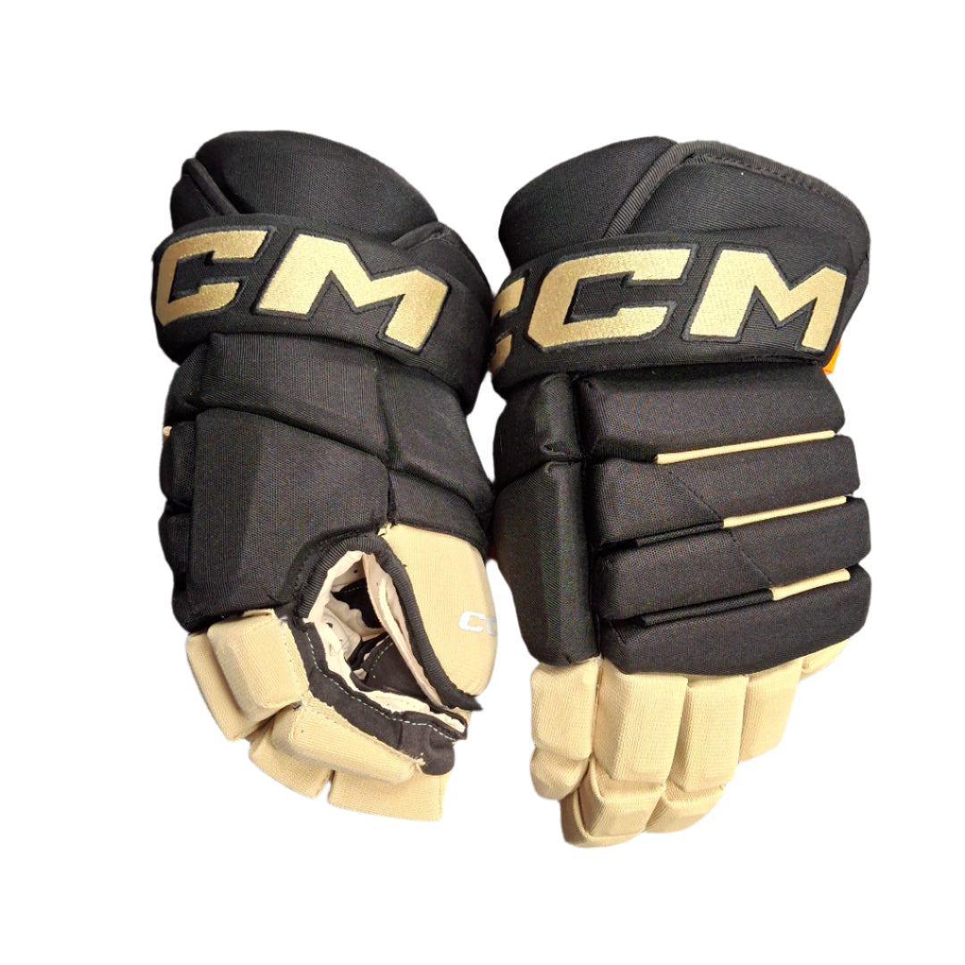 CCM Senior HG4PC3 4 Roll Hockey Player Gloves black metallic gold
