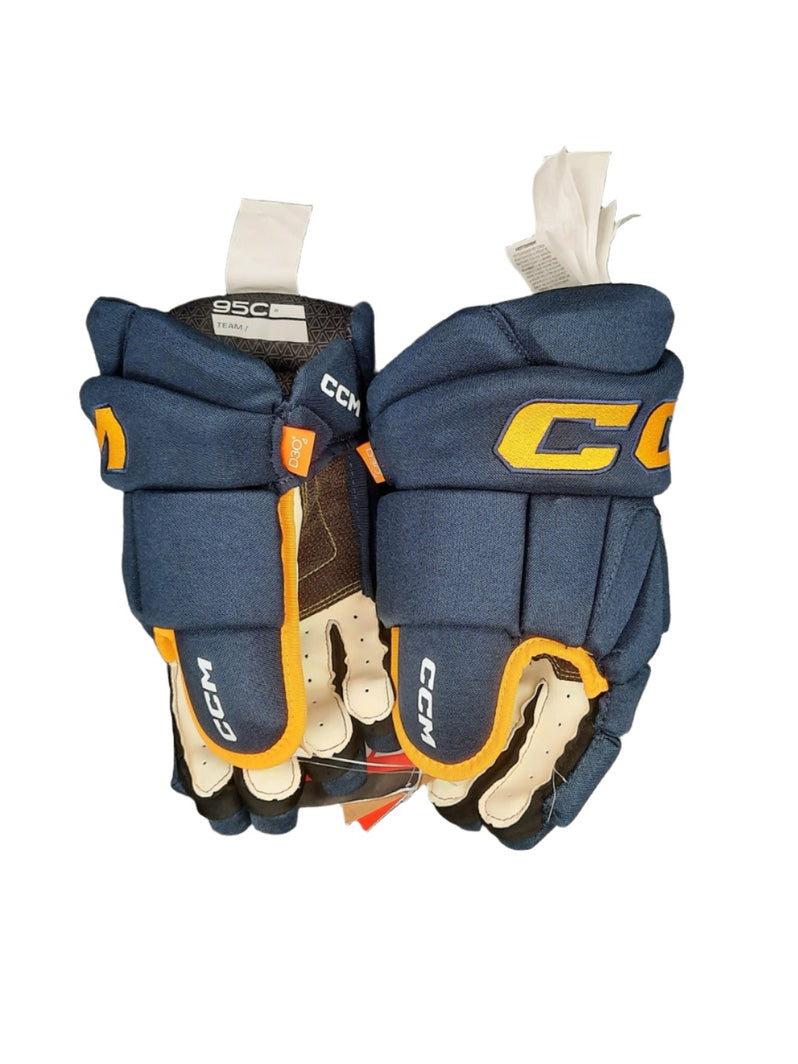 CCM Senior HG95C Hockey Player Gloves Navy Sunflower Yellow