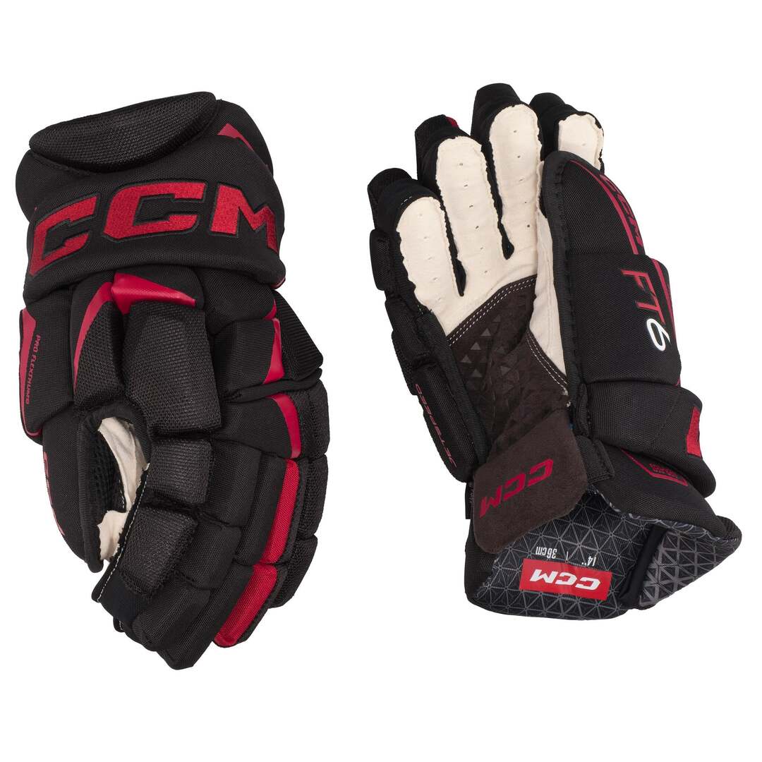CCM Senior JETSPEED FT6 Hockey Player Gloves black red