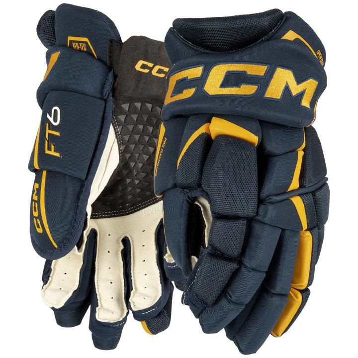 CCM Senior JETSPEED FT6 Hockey Player Gloves navy sunflower yellow