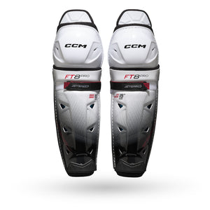CCM Senior JETSPEED FT8 Pro Hockey Player Shin Guards white black