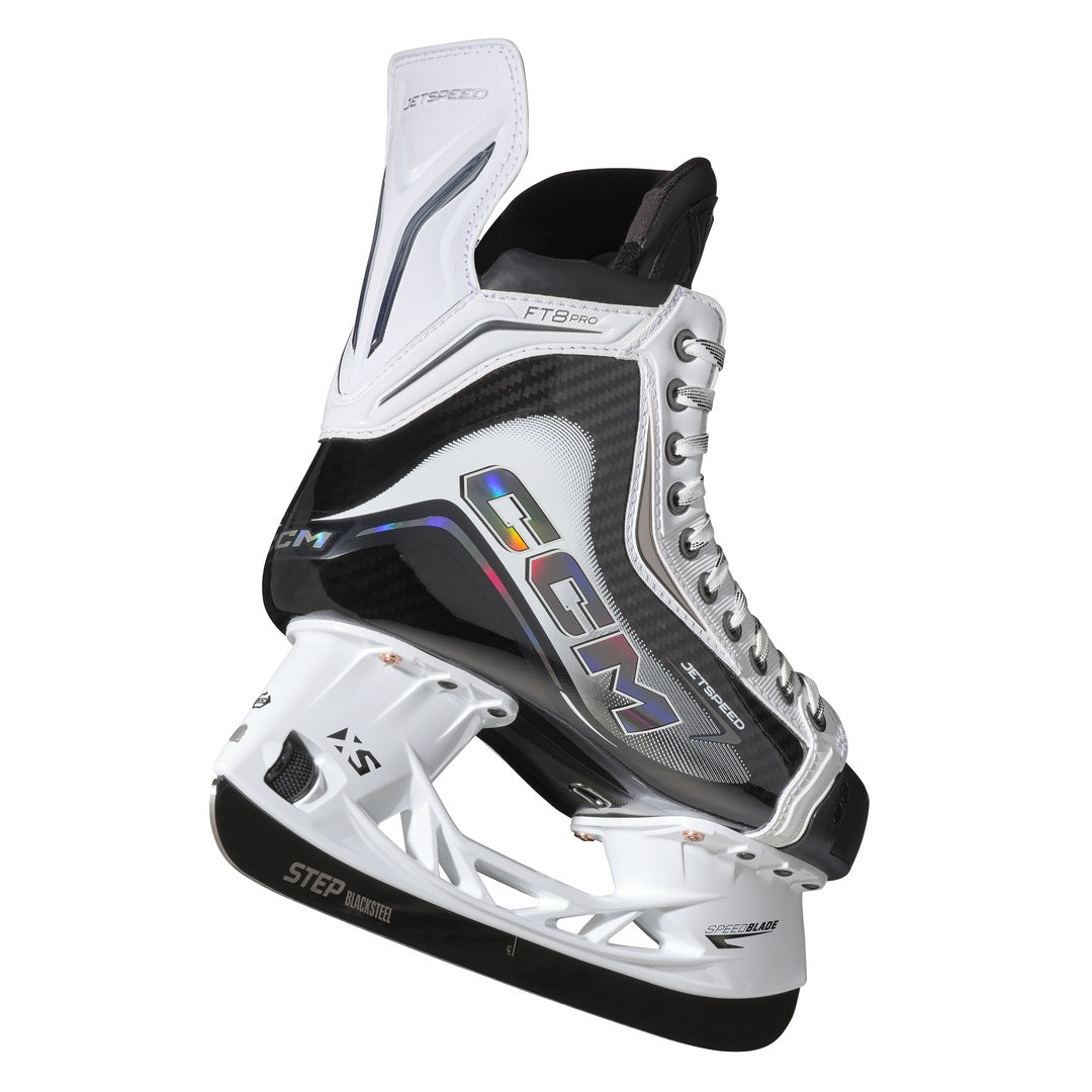 CCM Senior JETSPEED FT8 Pro White Hockey Skates black/ white