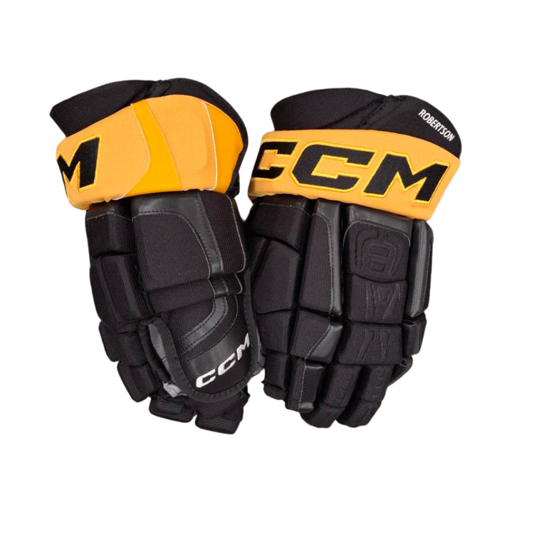 CCM Senior Pro Stock Hockey Player Gloves Jason Robertson 2023 All-Star Game Black Yellow