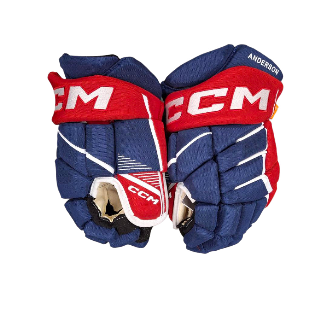 CCM Senior Pro Stock Hockey Player Gloves josh anderson montreal canadiens navy red white