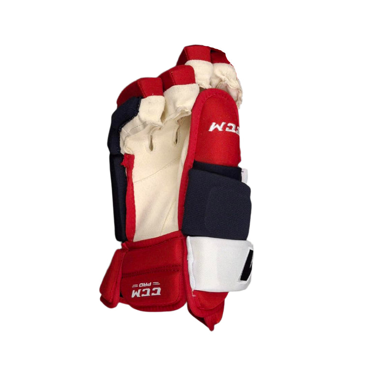 CCM Senior Pro Stock Hockey Player Gloves kyle connor winnipeg jets navy red white