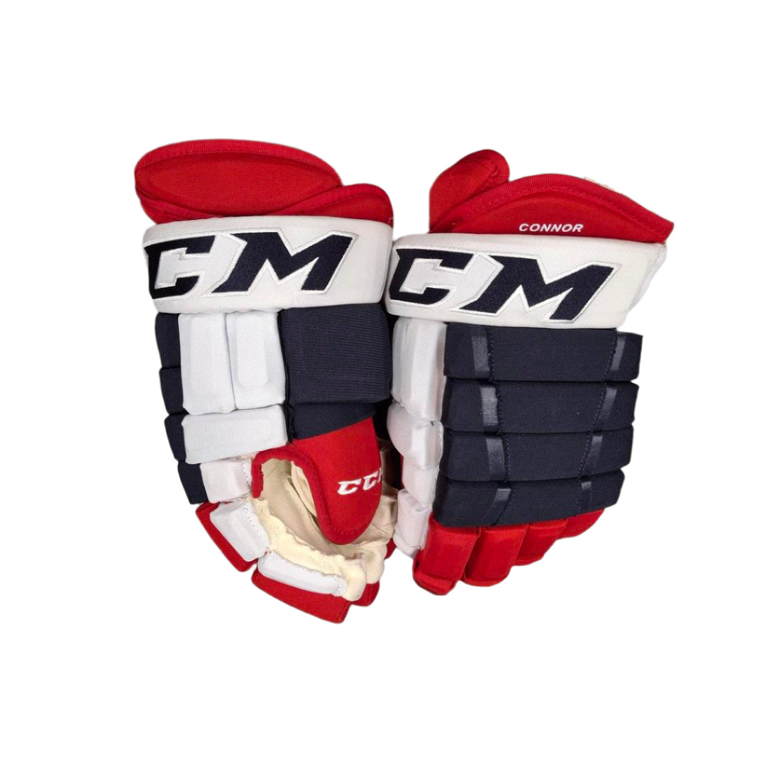 CCM Senior Pro Stock Hockey Player Gloves kyle connor winnipeg jets navy red white