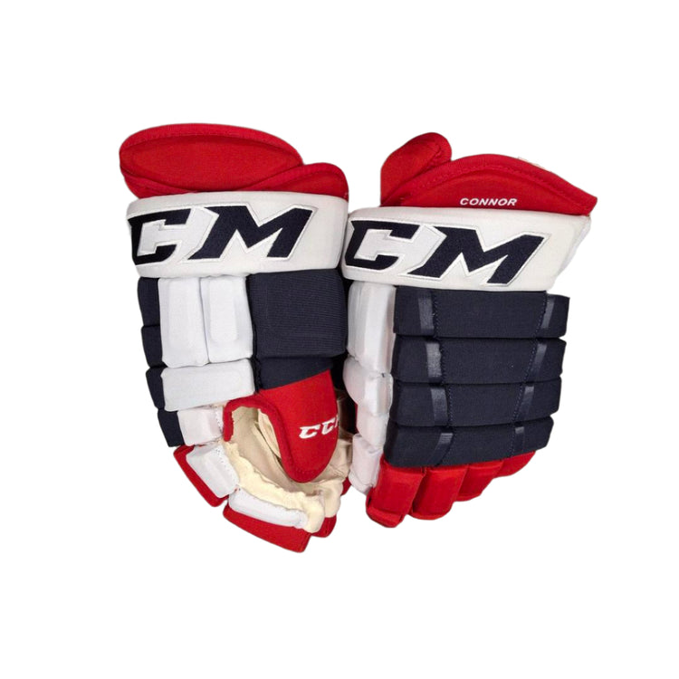 CCM Senior Pro Stock Hockey Player Gloves kyle connor winnipeg jets navy red white