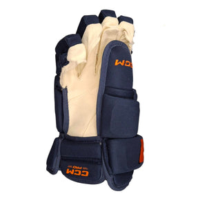 CCM Senior Pro Stock Hockey Player Gloves edmonton oilers navy blue alternate