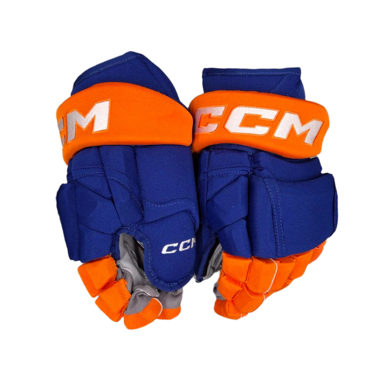 CCM Senior Pro Stock Hockey Player Gloves edmonton oilers royal blue orange
