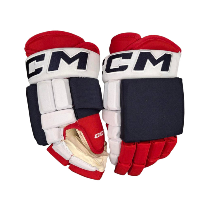 CCM Senior Pro Stock Hockey Player Gloves winnipeg jets navy red white
