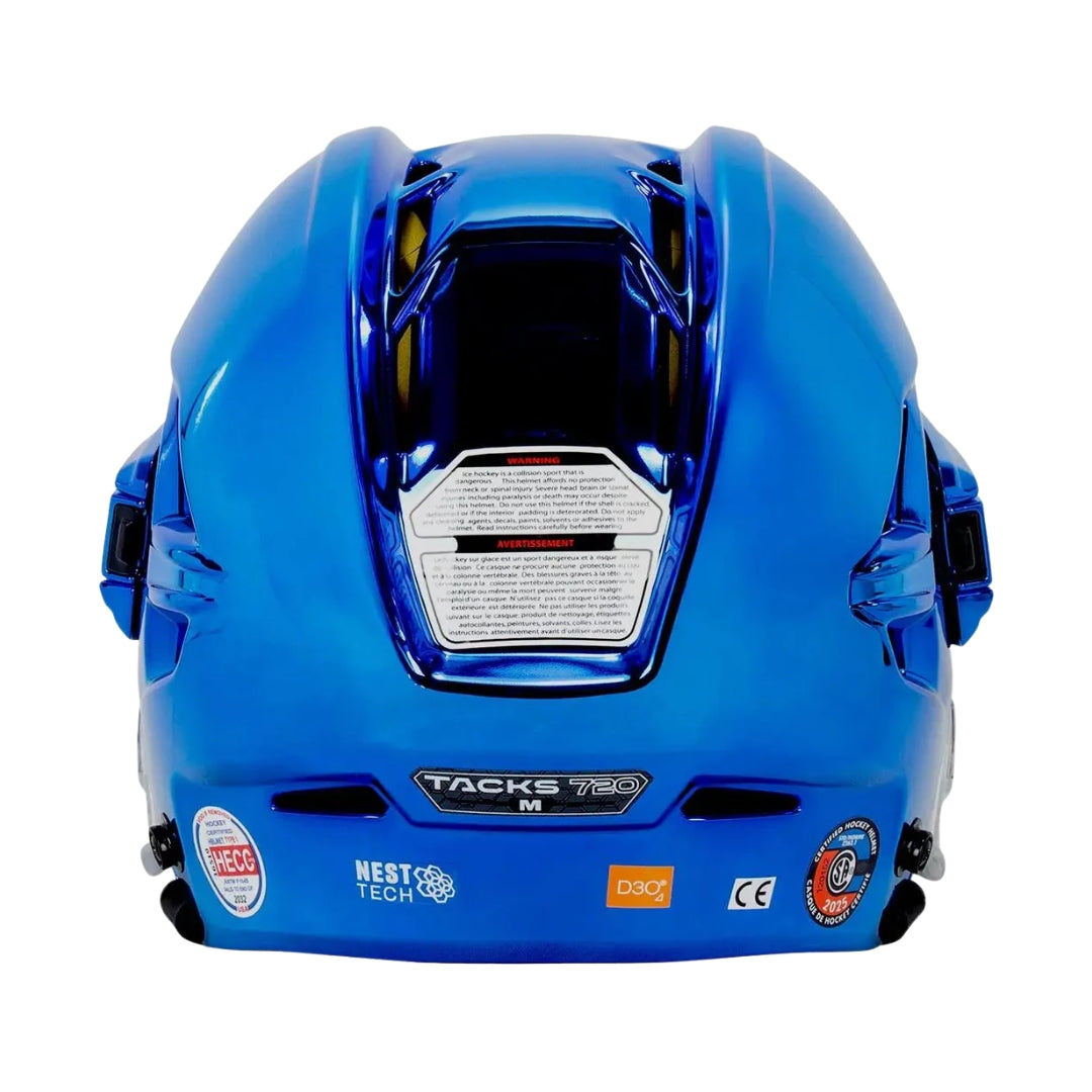 CCM Senior Tacks 720 Hockey Player Helmet Blue Chrome