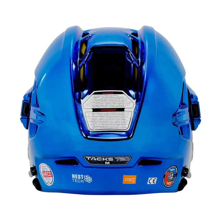 CCM Senior Tacks 720 Hockey Player Helmet Blue Chrome