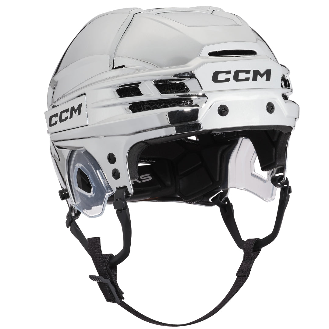 CCM Senior Tacks 720 Hockey Player Helmet Silver Chrome Black