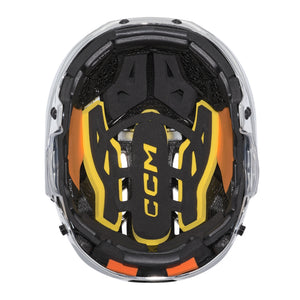 CCM Senior Tacks 720 Hockey Player Helmet Silver Chrome Black Yellow