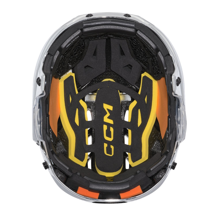 CCM Senior Tacks 720 Hockey Player Helmet Silver Chrome Black Yellow