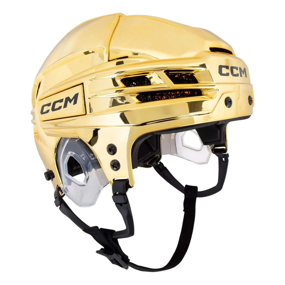 CCM Senior Tacks 720 Hockey Player Helmet Gold Chrome Black