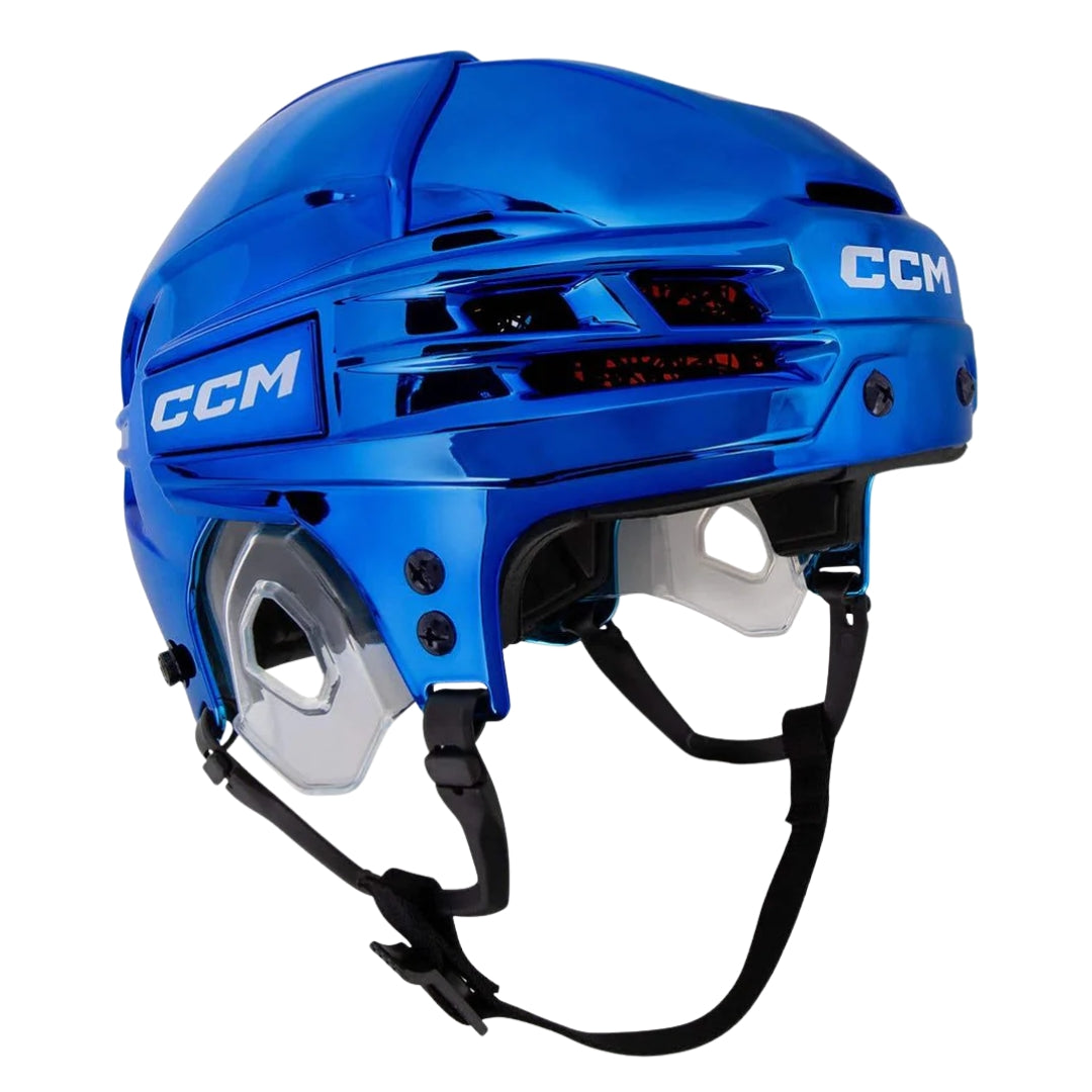 CCM Senior Tacks 720 Hockey Player Helmet Blue Chrome Black