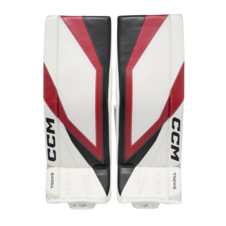 CCM Senior Tacks Hockey Goalie Pad white black red