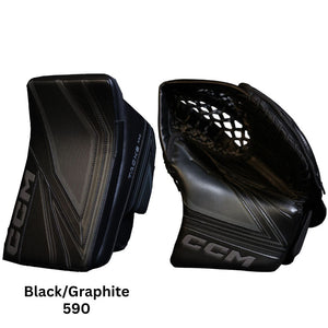 CCM Senior Tacks Pro Hockey Goalie Trapper+Blocker Black Graphite