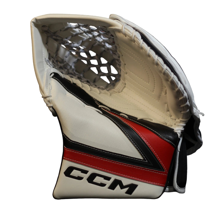 CCM Senior Tacks Pro Hockey Goalie Trapper White Black Red