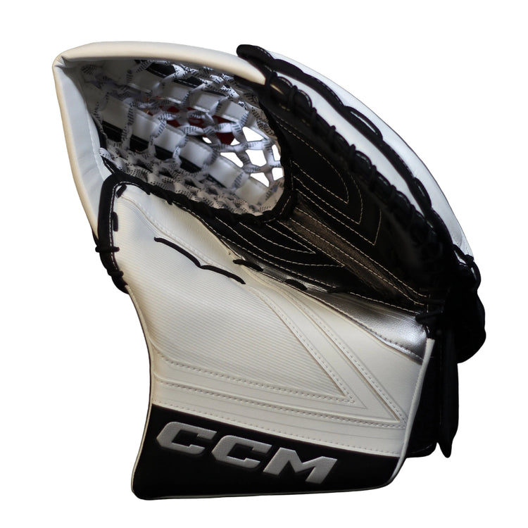 CCM Senior Tacks Pro Hockey Goalie Trapper White Black Silver