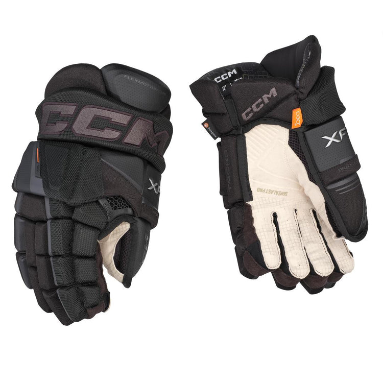 CCM Senior Tacks XF Pro Hockey Player Gloves Black/Graphite Grey