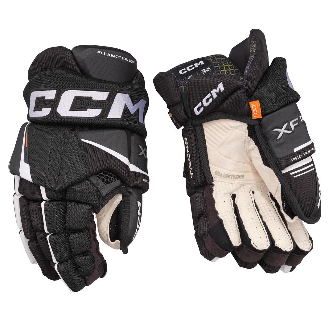 CCM Senior Tacks XF Pro Hockey Player Gloves Black/White