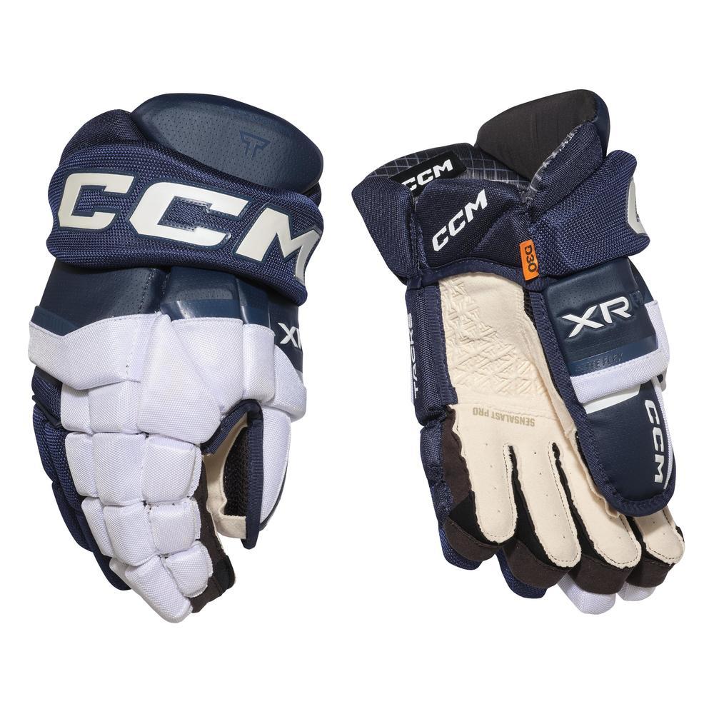 CCM Senior Tacks XR Pro Hockey Player Glove White/Navy