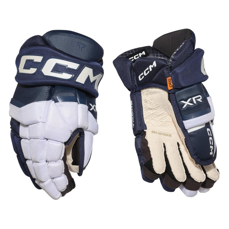 CCM Senior Tacks XR Pro Hockey Player Glove White/Navy