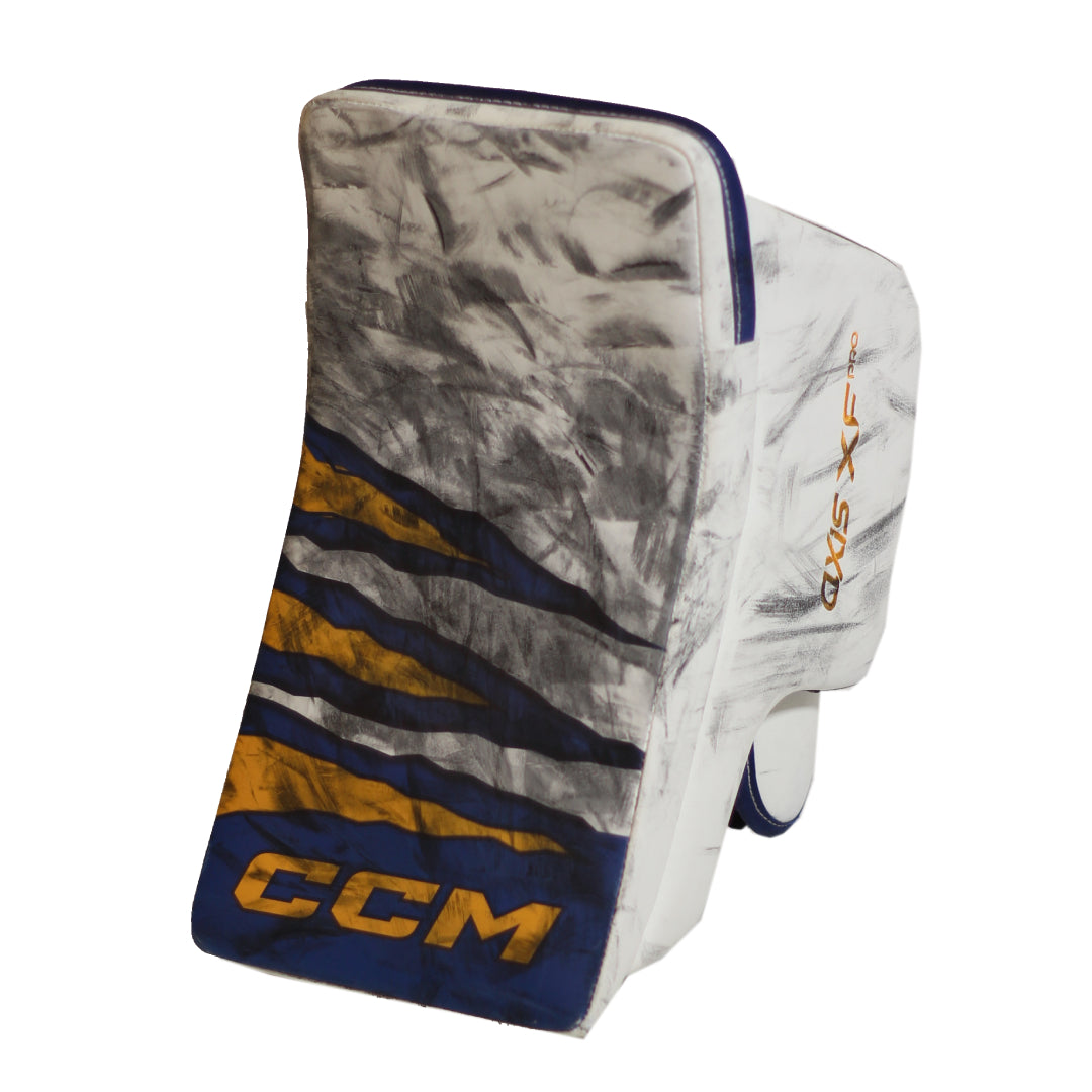 CCM Senior XF Pro ALL OUT Edmonton Oil Kings Hockey Goalie Blocker White/Blue/Gold