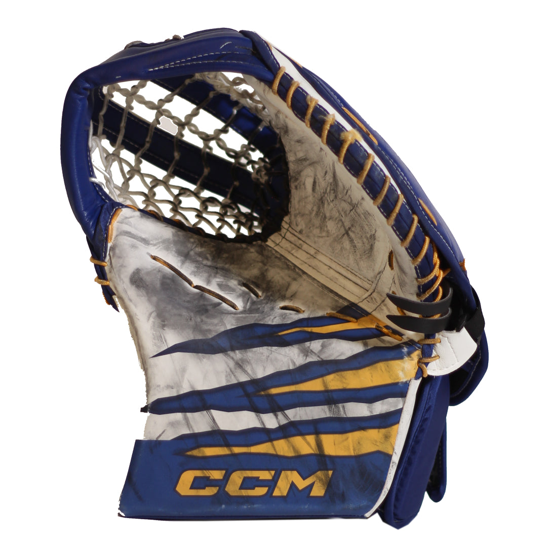 CCM Senior XF Pro ALL OUT Edmonton Oil Kings Hockey Goalie Trapper White/Blue/Gold
