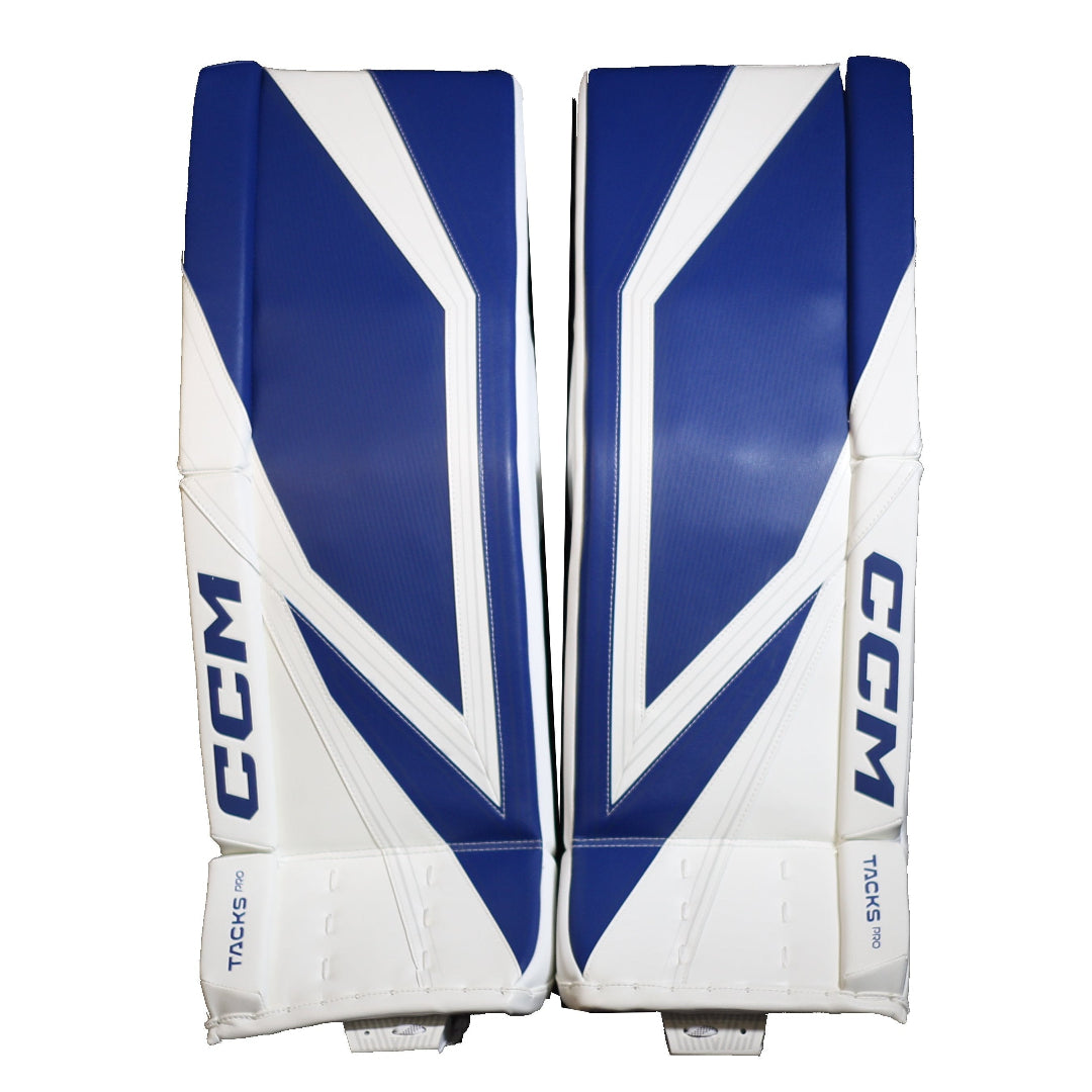 CCM Senior Tacks Pro Hockey Goalie Pad White Royal