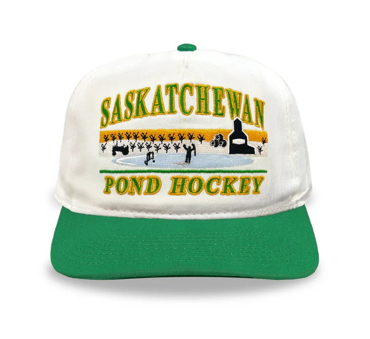 Celly Hockey Senior Saskatchewan Pond Hockey Snapback Hat Cream/Green