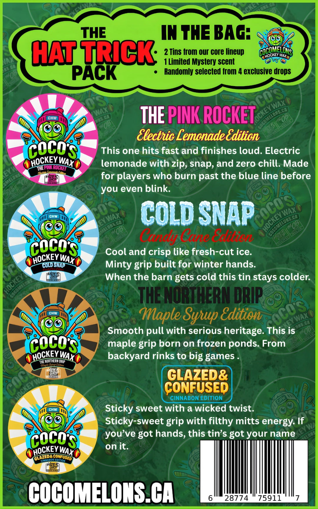 Cocomelons Hat Trick Hockey Stick Wax Mystery 3-Pack 1