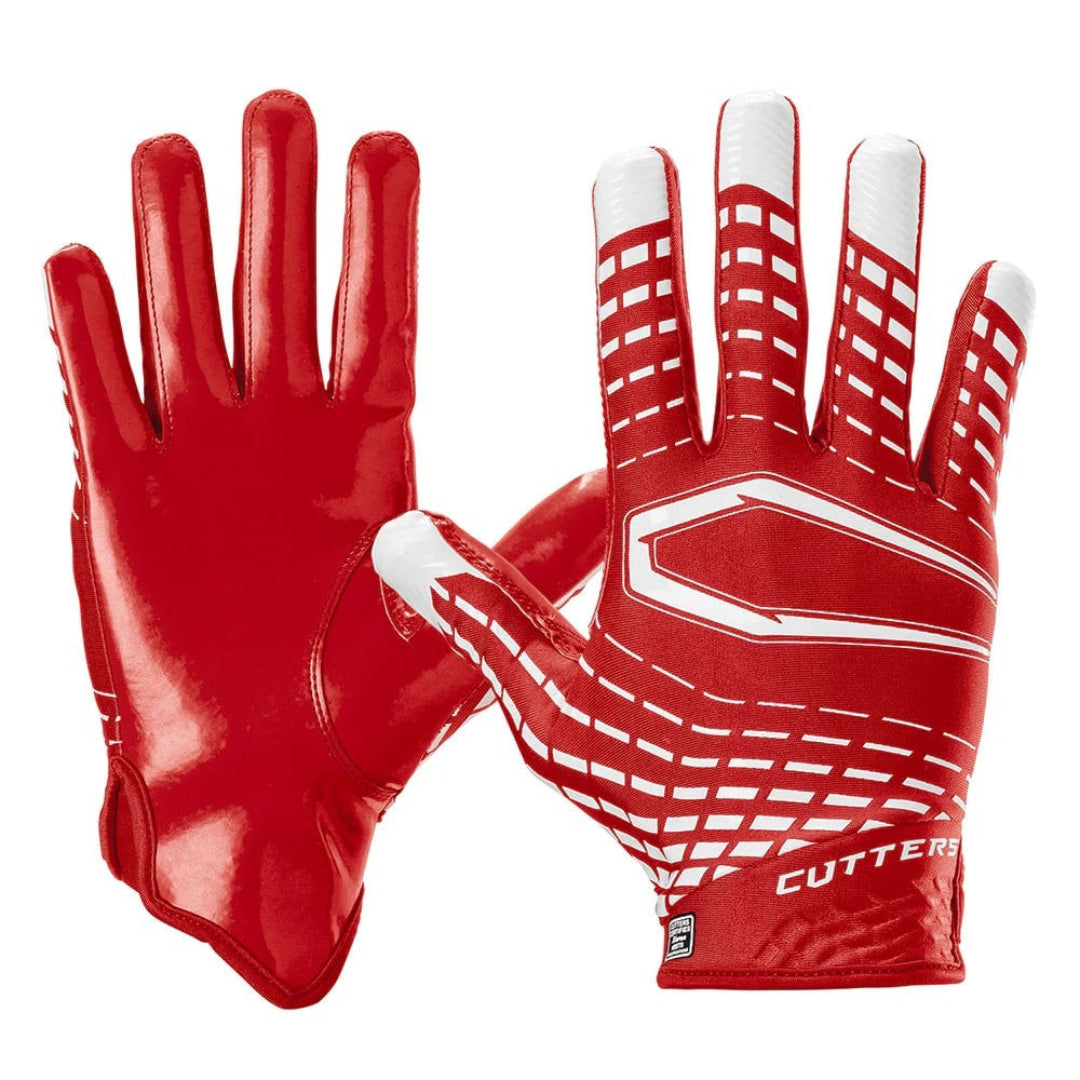 Cutters Senior Rev 6.0 Football Receiver Gloves-Red