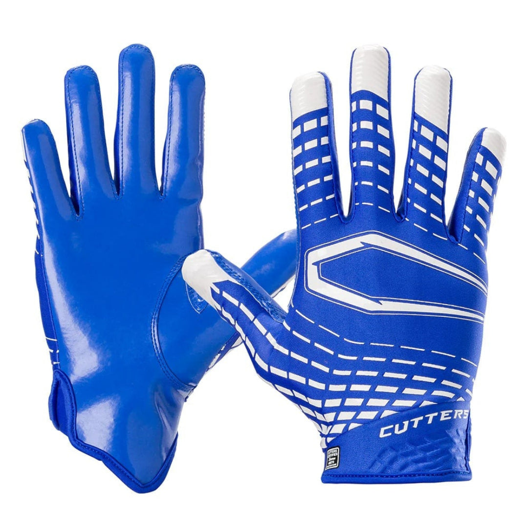 Cutters Senior Rev 6.0 Football Receiver Gloves-Royal