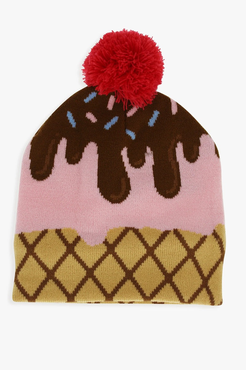 D&CO Kids Foodie Knit Toque Ice Cream Sundae Pink