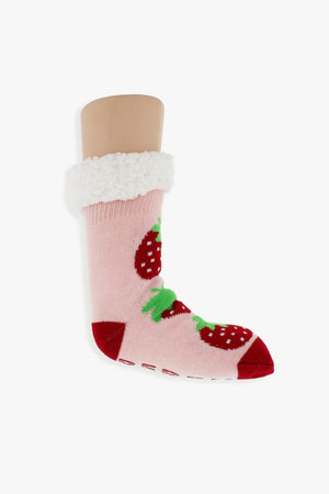 D&CO Kids Foodie Slipper Socks strawberry pink
