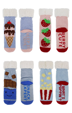 D&CO Kids Foodie Slipper Socks blue pink