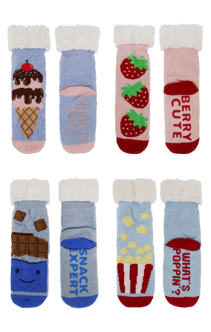 D&CO Kids Foodie Slipper Socks blue pink