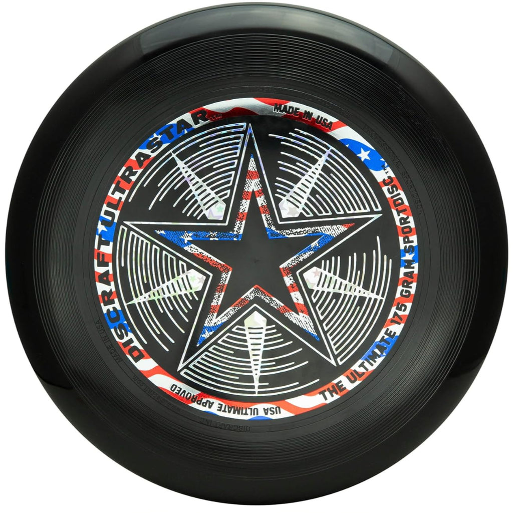 Discraft Ultra Star 175G Ultimate Frisbee black patriotic USA flag