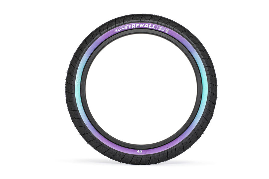 eclat Fireball Wire Clincher Anti-Puncture 60TPI BMX Tire Black Purple Teal