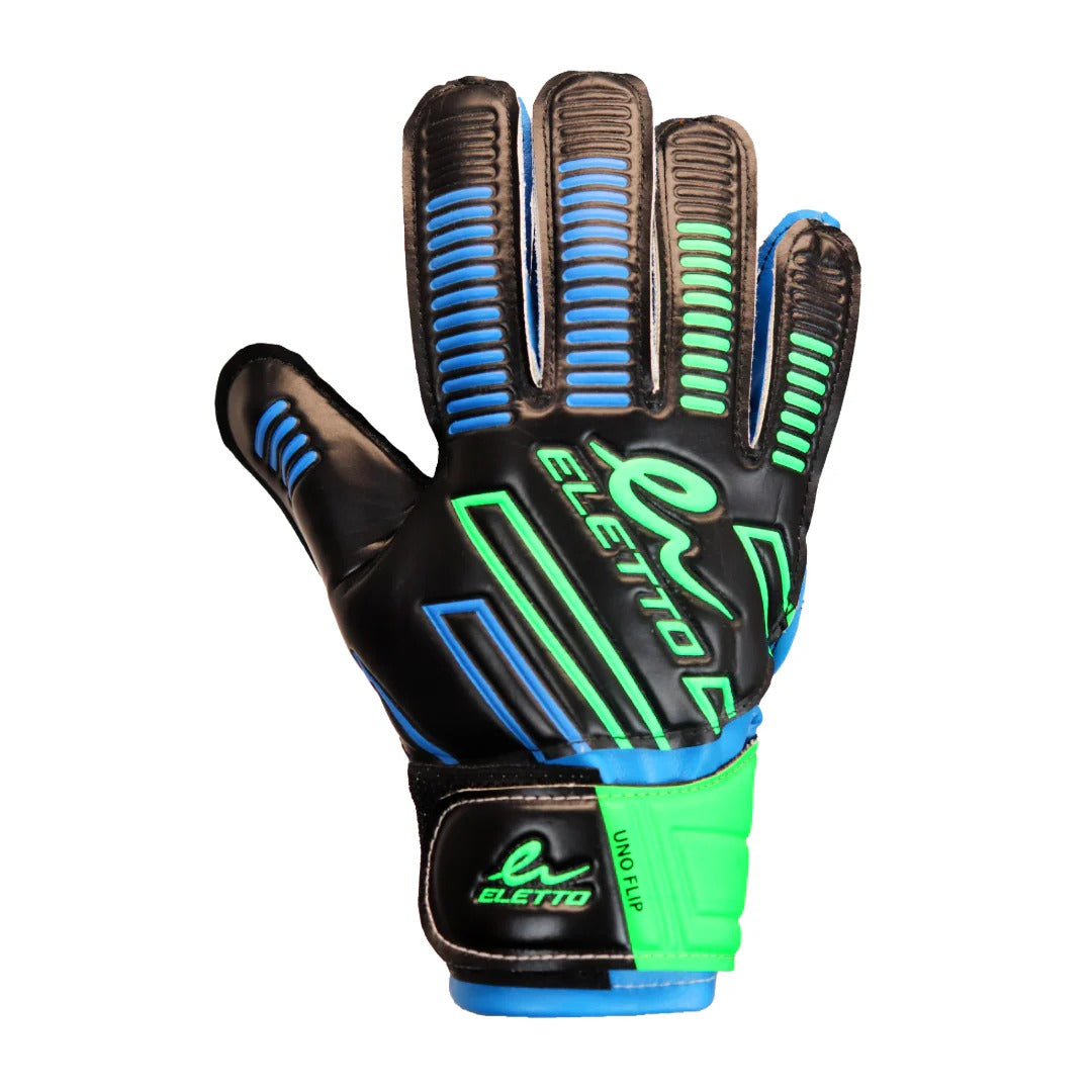 Eletto Uno Flip Flat Soccer Goalkeeper Gloves Black/blue/green
