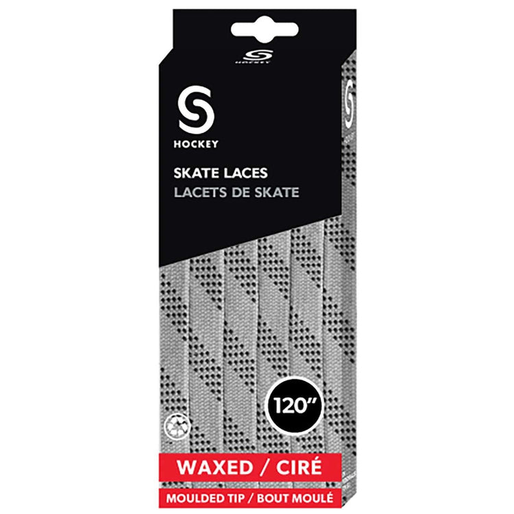 Elite Source For Sports Waxed Hockey Laces Silver