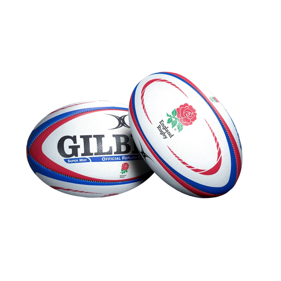 Gilbert England Replica Rugby Ball white/royal/red