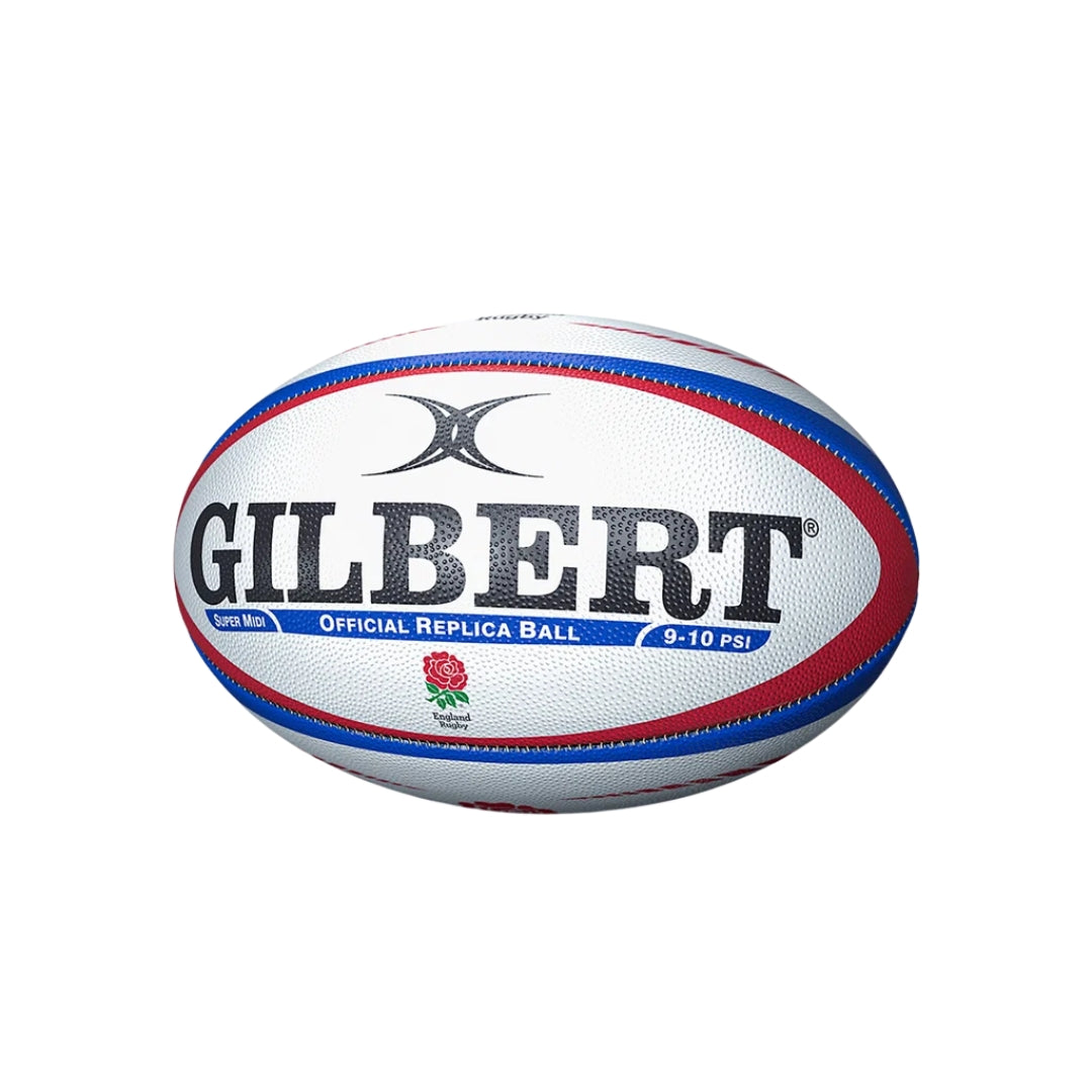 Gilbert England Replica Rugby Ball white/royal/red