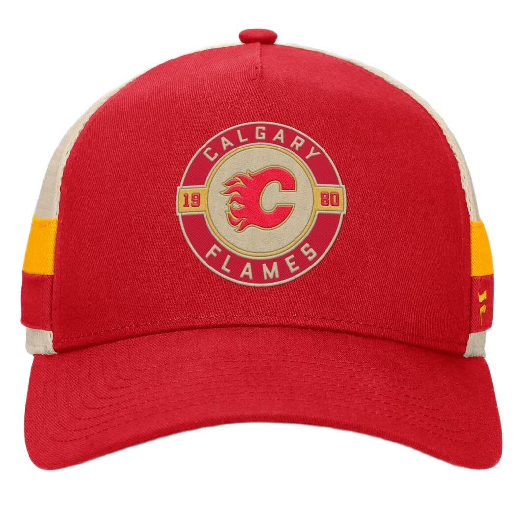Fanatics Men's NHL Calgary Flames 2025 Prestige 5 Panel A-Frame Hat Red/Cream