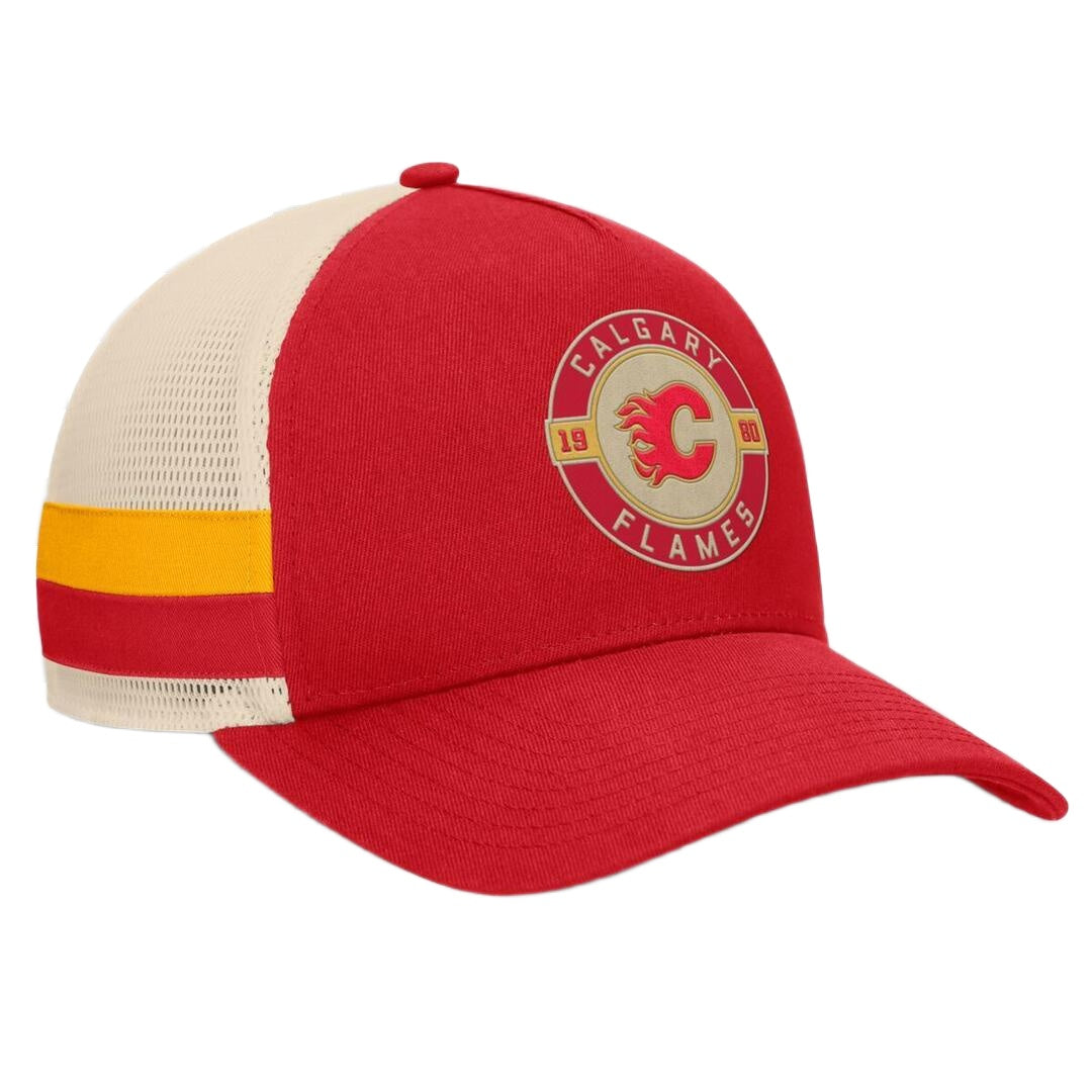 Fanatics Men's NHL Calgary Flames 2025 Prestige 5 Panel A-Frame Hat Red/Cream