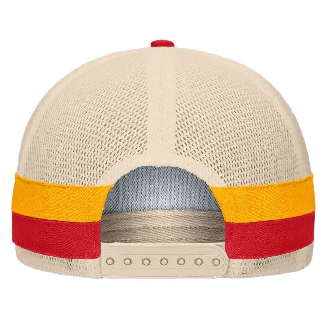 Fanatics Men's NHL Calgary Flames 2025 Prestige 5 Panel A-Frame Hat Red/Cream